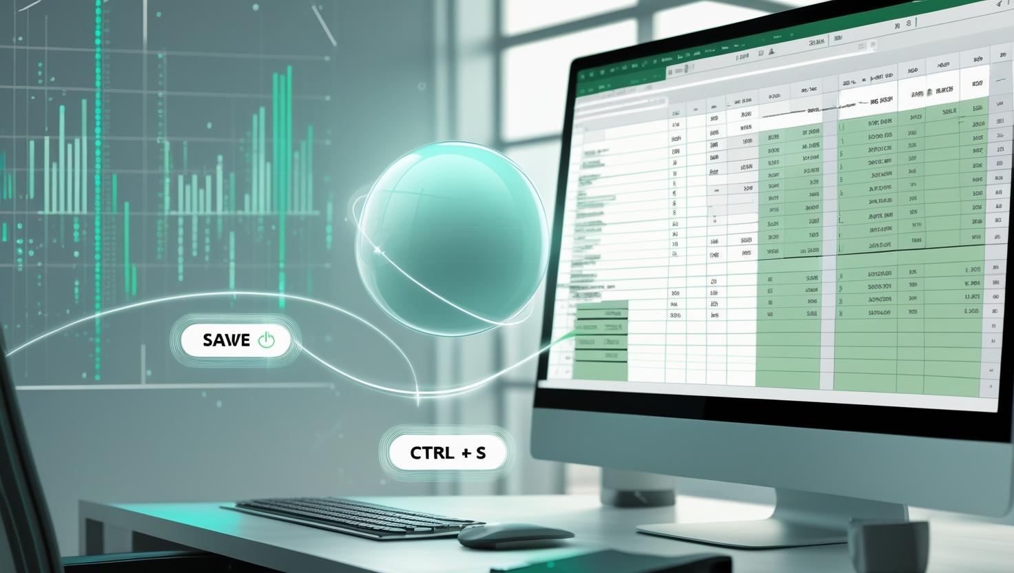 AI assistant automating save in Excel shortcut using AI with spreadsheet and save icons