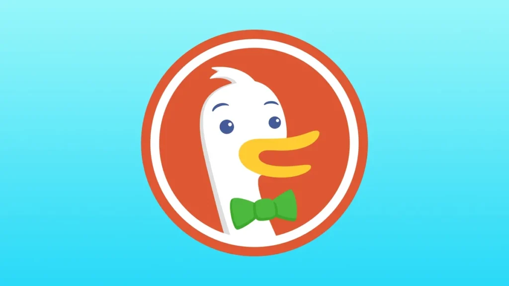 DuckDuckGo logo with duck mascot in orange circle