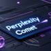 Futuristic Perplexity Comet browser interface with AI tools on a computer screen