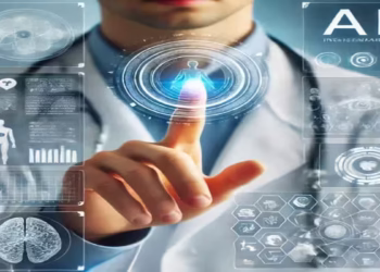 Healthcare professionals using AI in healthcare systems for ethical, secure, and equitable patient care.