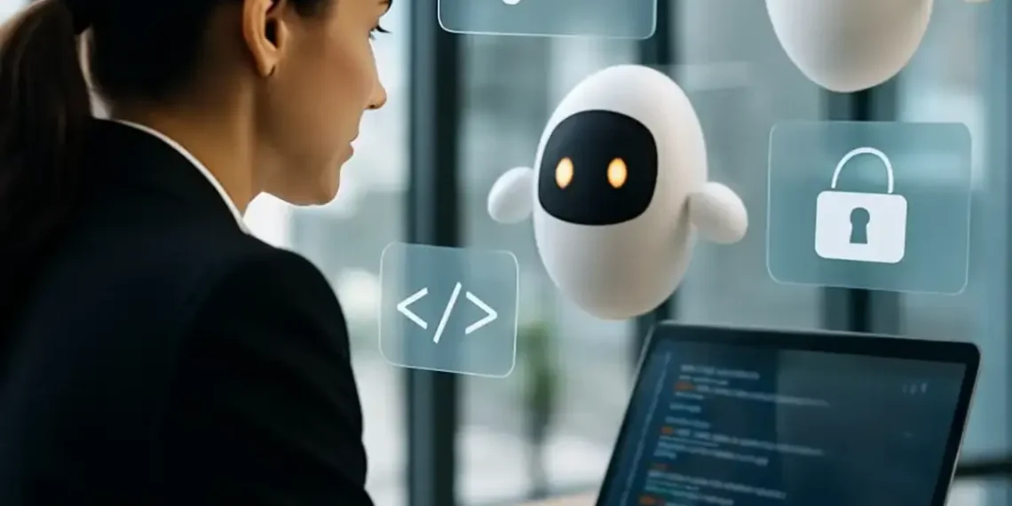 Small business owner using agentic AI tools on a laptop to streamline operations in 2025