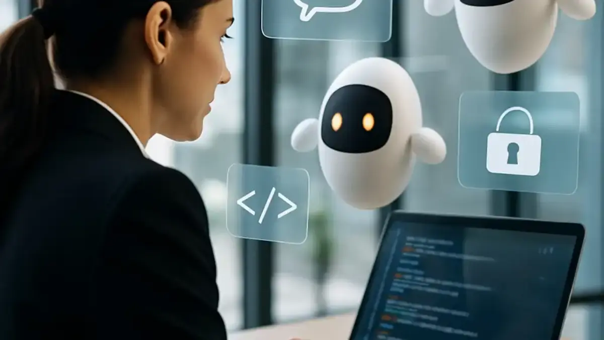 Small business owner using agentic AI tools on a laptop to streamline operations in 2025