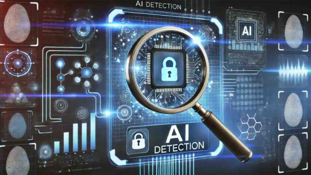 Admissions officers reviewing college essays with AI detection software on a computer screen