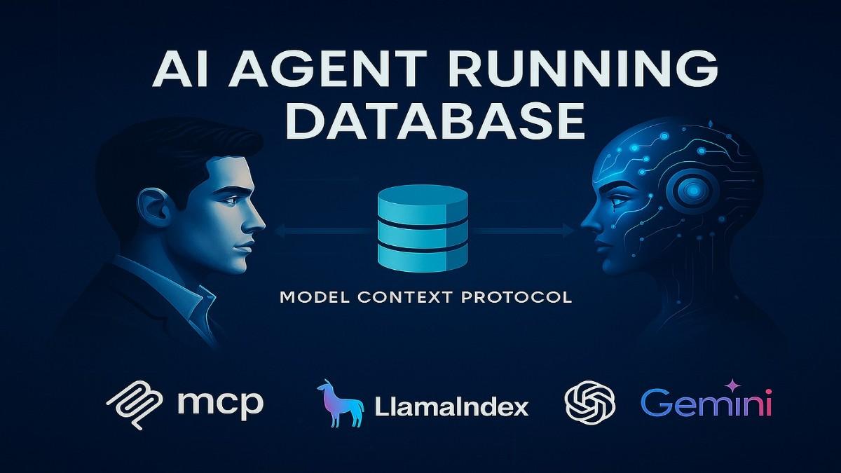 Visual of MCP-powered AI agents using Gemini and LlamaIndex to manage databases and services in real time.
