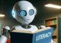 Students, professionals, and policymakers engaging with AI tools, symbolizing the global movement to build AI literacy across education and industry.