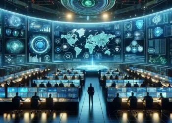 "UK and U.S. flags merged with AI circuit patterns, representing the OpenAI government partnership and its policy impact."