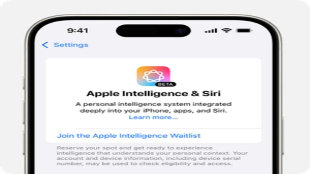 iPhone screen displaying Apple Intelligence availability settings.