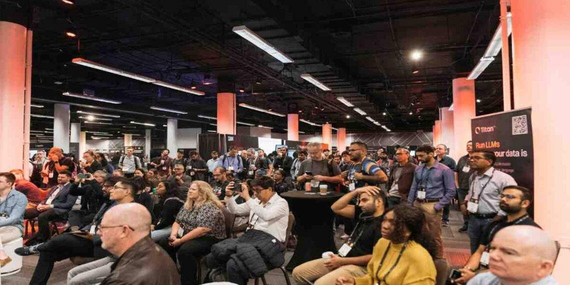 Attendees at the AI & Machine Learning Conference 2026 Toronto discussing research, development, and business applications of artificial intelligence.