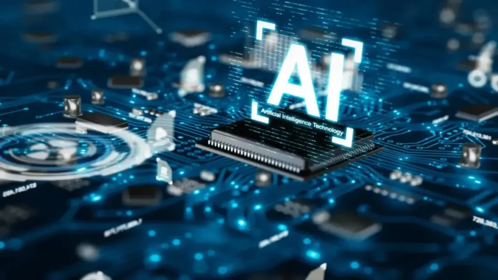Research analysts presenting AI adoption data to business executives in a strategy session.