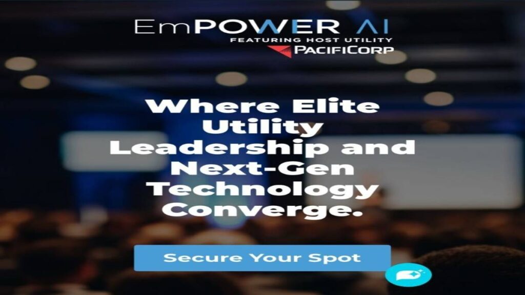 Conference sessions on AI-driven utility innovations including disaggregation insights, customer segmentation, grid planning, and electrification.