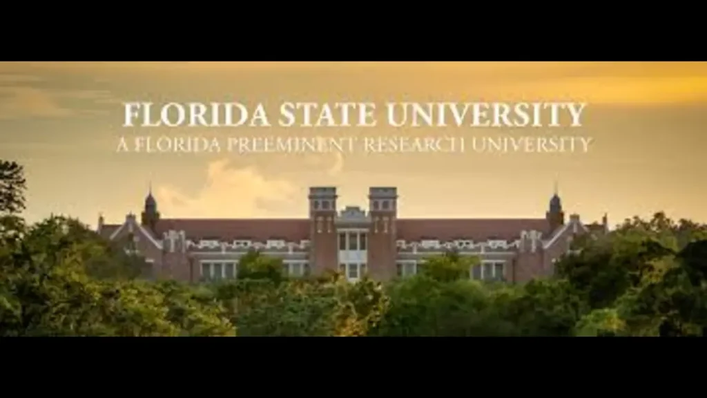 Florida State University students using Gemini AI tools in a futuristic classroom.
