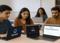 College students in the United States using Google’s Gemini AI tools for learning, research, and classroom support.